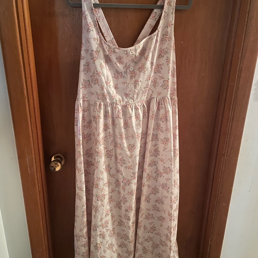 SHEIN Floral Midi Dress - Pink and Cream